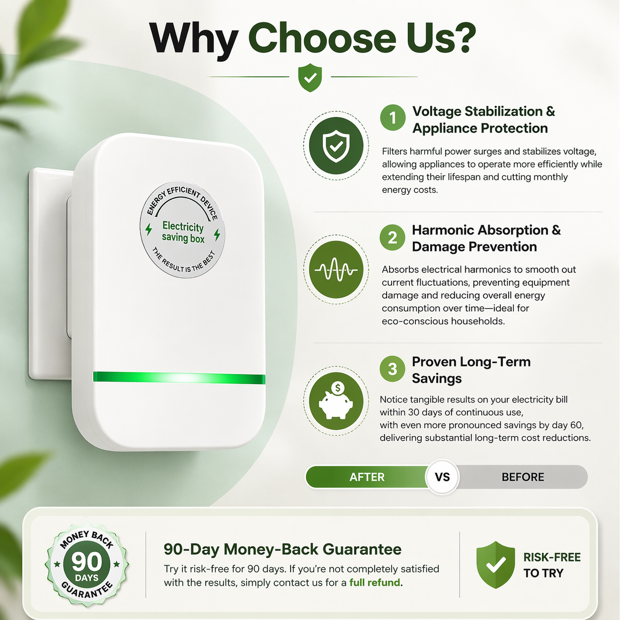 Power Stabilizer Plug-in - Voltage Stabilizer for Home Appliances